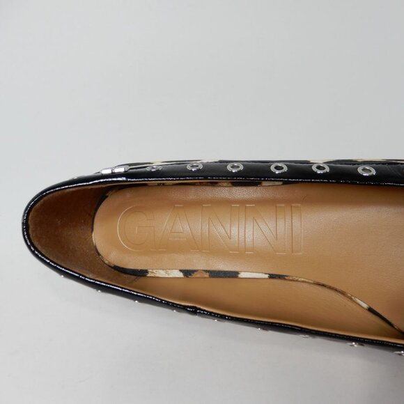 GANNI Grommet Bow Ballet Flats Leopard Print - Picture 11 of 15